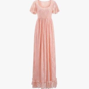 Small Pink Lace Maxi Maternity Dress